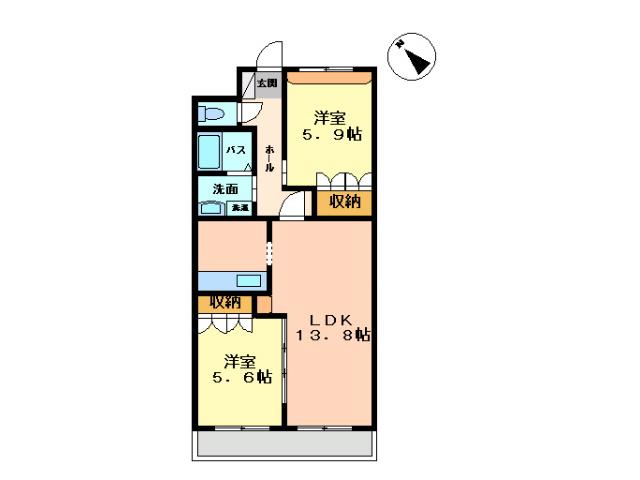 サンライズSOURI(2LDK/3階)の間取り写真