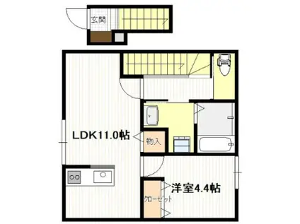 ギア5宮島口(1LDK/2階)の間取り写真
