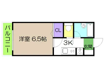 コーポチェリーツリー(1K/2階)の間取り写真