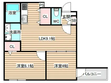 メゾンドF04(2LDK/1階)の間取り写真