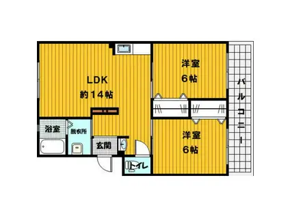八尋ビル大豊(2LDK/2階)の間取り写真