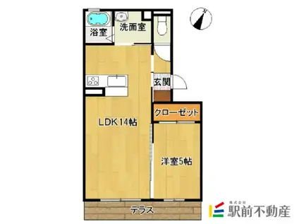 ラ・カーサ ミーア A棟(1LDK/1階)の間取り写真