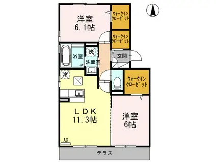 コンフィデンテI(2LDK/1階)の間取り写真