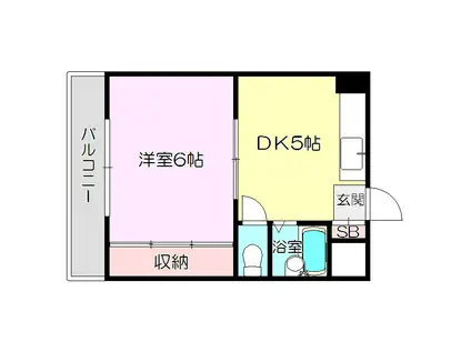 ヴィラナリー菅原(1DK/4階)の間取り写真