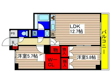 クレセント武蔵関(2LDK/1階)の間取り写真