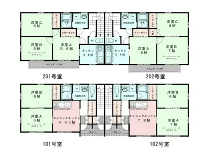 レジデンス大巌寺(2DK/1階)の間取り写真