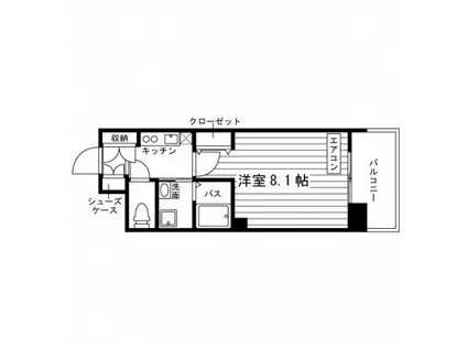 HAPPY FUN 八事石坂(1K/1階)の間取り写真