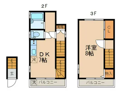 メゾネット南品川(1DK/2階)の間取り写真