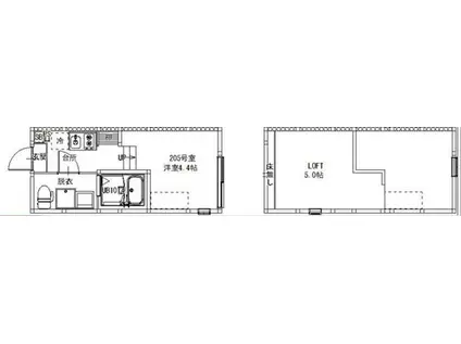 東四ツ木1丁目2B(1K/2階)の間取り写真