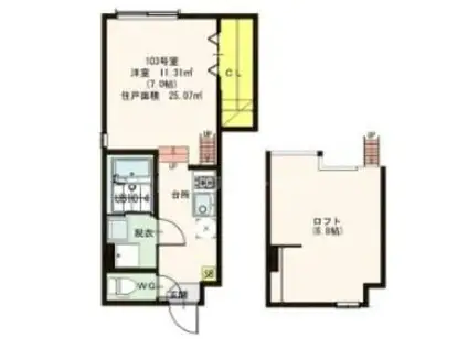 ダリアステート西新井(1K/1階)の間取り写真