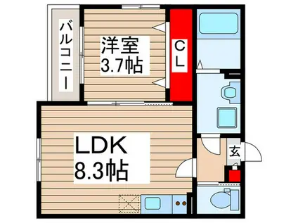 チルアウト八潮(1LDK/2階)の間取り写真