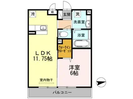 第1コスモスヴィラ(1LDK/2階)の間取り写真