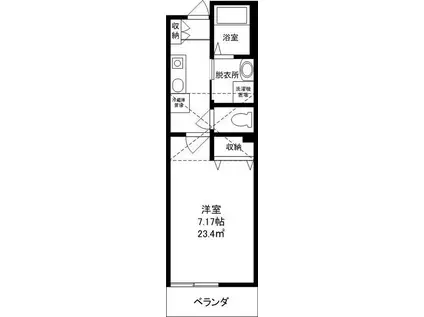 シャインコート(1K/2階)の間取り写真
