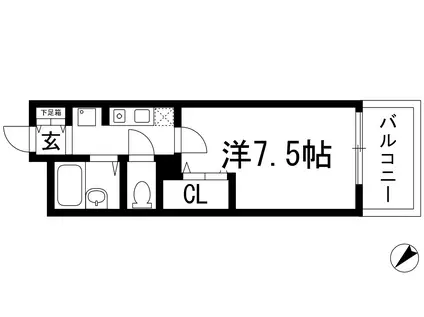 クレール宝塚2(1K/2階)の間取り写真