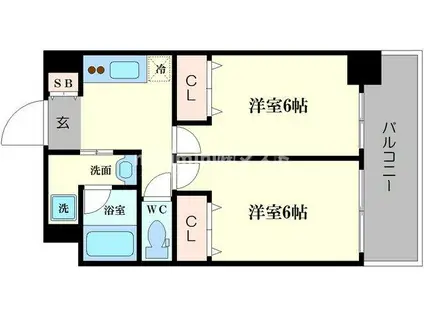 エステムコート難波Vブロード(2K/3階)の間取り写真