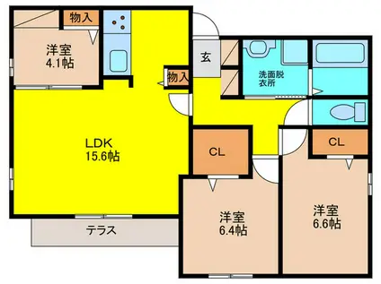 CLASHIST清水丘 イースト(3LDK/3階)の間取り写真