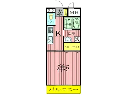 フォアサイトYUKI(1K/2階)の間取り写真