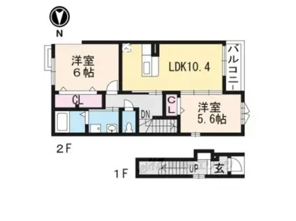 カーザ ミア VI(2LDK/2階)の間取り写真
