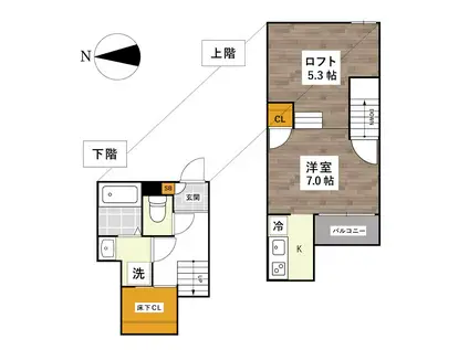 ADC世安クオリア(1K/2階)の間取り写真
