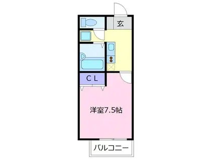 プレジールエクセレント(1K/2階)の間取り写真