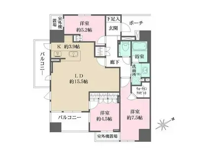 グランスイート南砂(3LDK/13階)の間取り写真