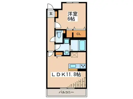 パラッツォ淵野辺III(1LDK/2階)の間取り写真