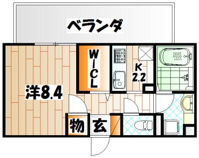 D-ROOM城野(1K/1階)の間取り写真