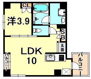 SDグランツ神戸西元町(1LDK/7階)の間取り写真