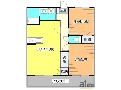 ロイヤルガーデン(2LDK/2階)の間取り写真