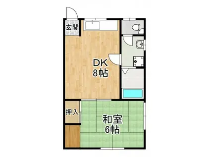 セトハイツ(1DK/2階)の間取り写真