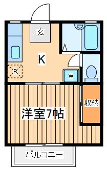 オークハイホーム(1K/1階)の間取り写真