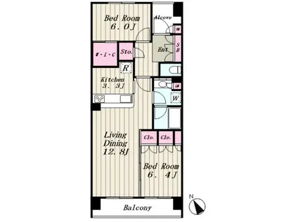 東京フロントコート(2LDK/9階)の間取り写真