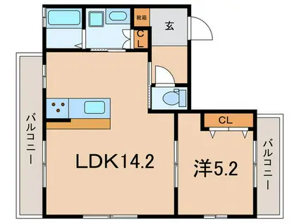 PISTA赤坂通(1LDK/2階)の間取り写真