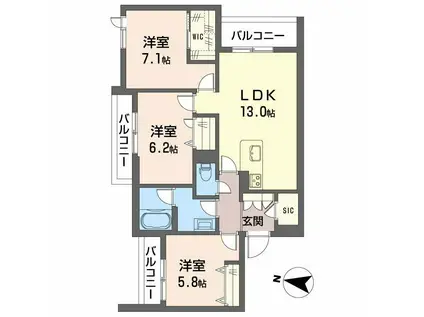 シャーメゾン ル リアン(3LDK/2階)の間取り写真