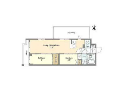 アジールコート練馬中村橋(2LDK/4階)の間取り写真