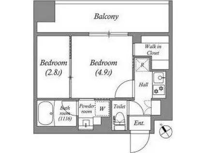 ACPレジデンス西巣鴨(2K/8階)の間取り写真