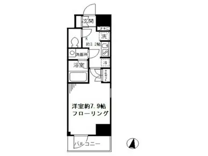 ループコート日本橋(1K/4階)の間取り写真