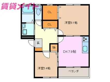 GLASAGE・UN(2DK/1階)の間取り写真