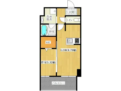 ベルセレーノ大橋(1LDK/6階)の間取り写真