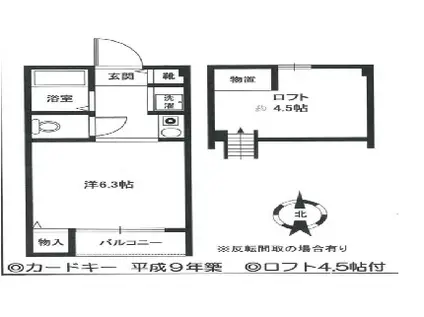 リーベンあさひ高槻(1K/2階)の間取り写真