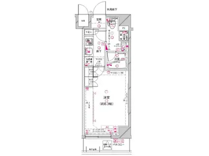 ステージグランデ早稲田(1K/2階)の間取り写真