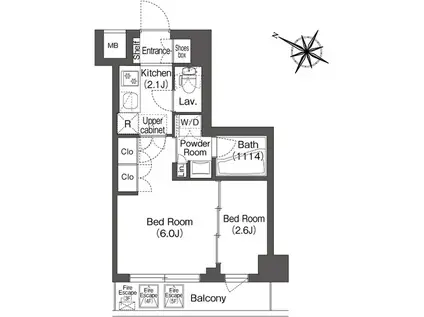 コンフォリア二葉(2K/5階)の間取り写真