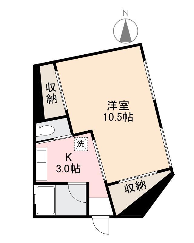 寺岡ビル(ワンルーム/4階)の間取り写真