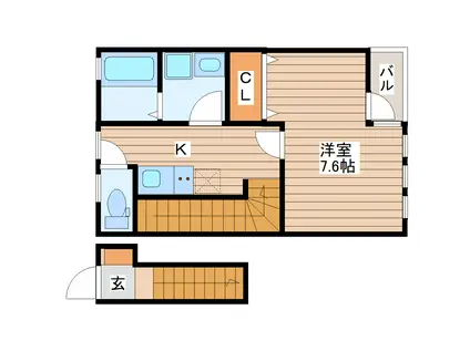 ジュネス米ヶ袋II(1K/2階)の間取り写真