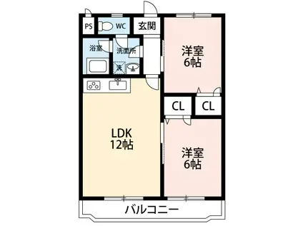 レジデンスボナール(2LDK/4階)の間取り写真