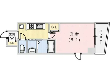 エステムコート神戸元町IIグレイド(1K/7階)の間取り写真