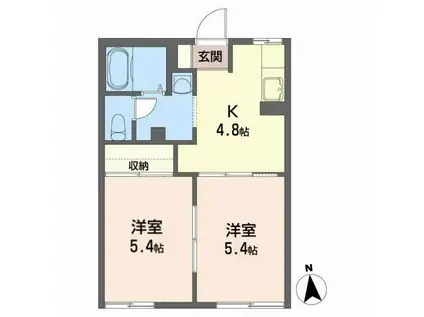 ライブラM(2K/1階)の間取り写真