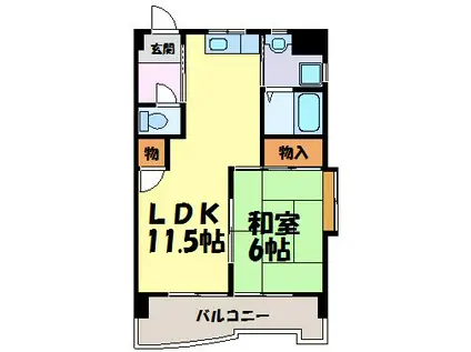 オクトII(1LDK/2階)の間取り写真