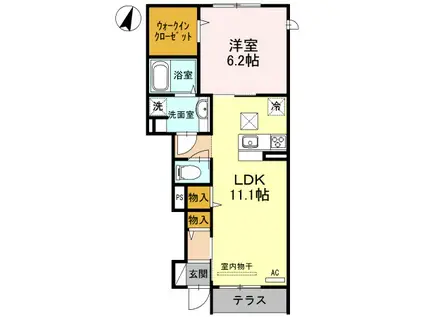 グランソレイユ(1LDK/1階)の間取り写真