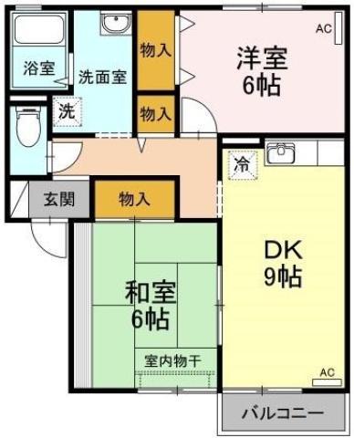 クレスト諏訪II(2DK/1階)の間取り写真